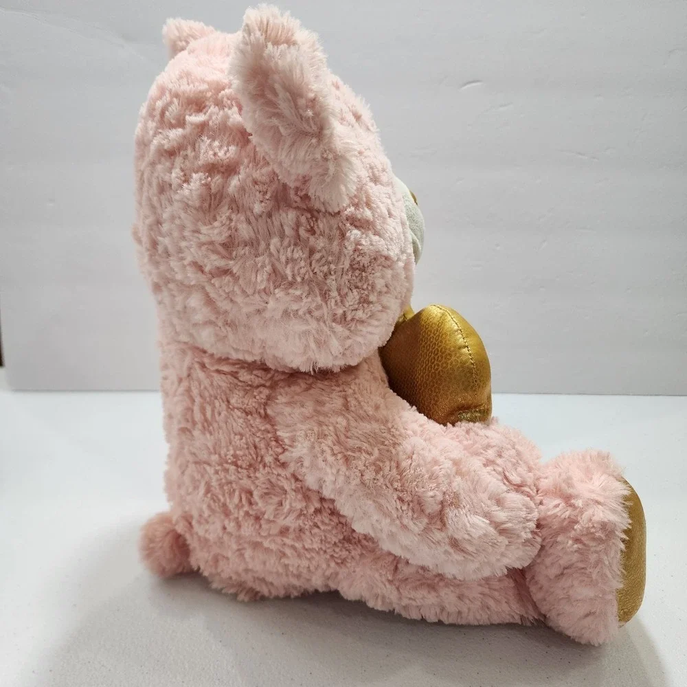 Animal Adventures Valentine Plush Hello Cutie Pie Pink Bear Gold Heart 12'